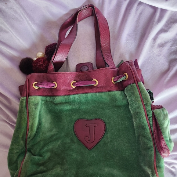 Vintage Juicy Couture Green and Purple Velour Daydreamer Bag HTF - Picture 10 of 16